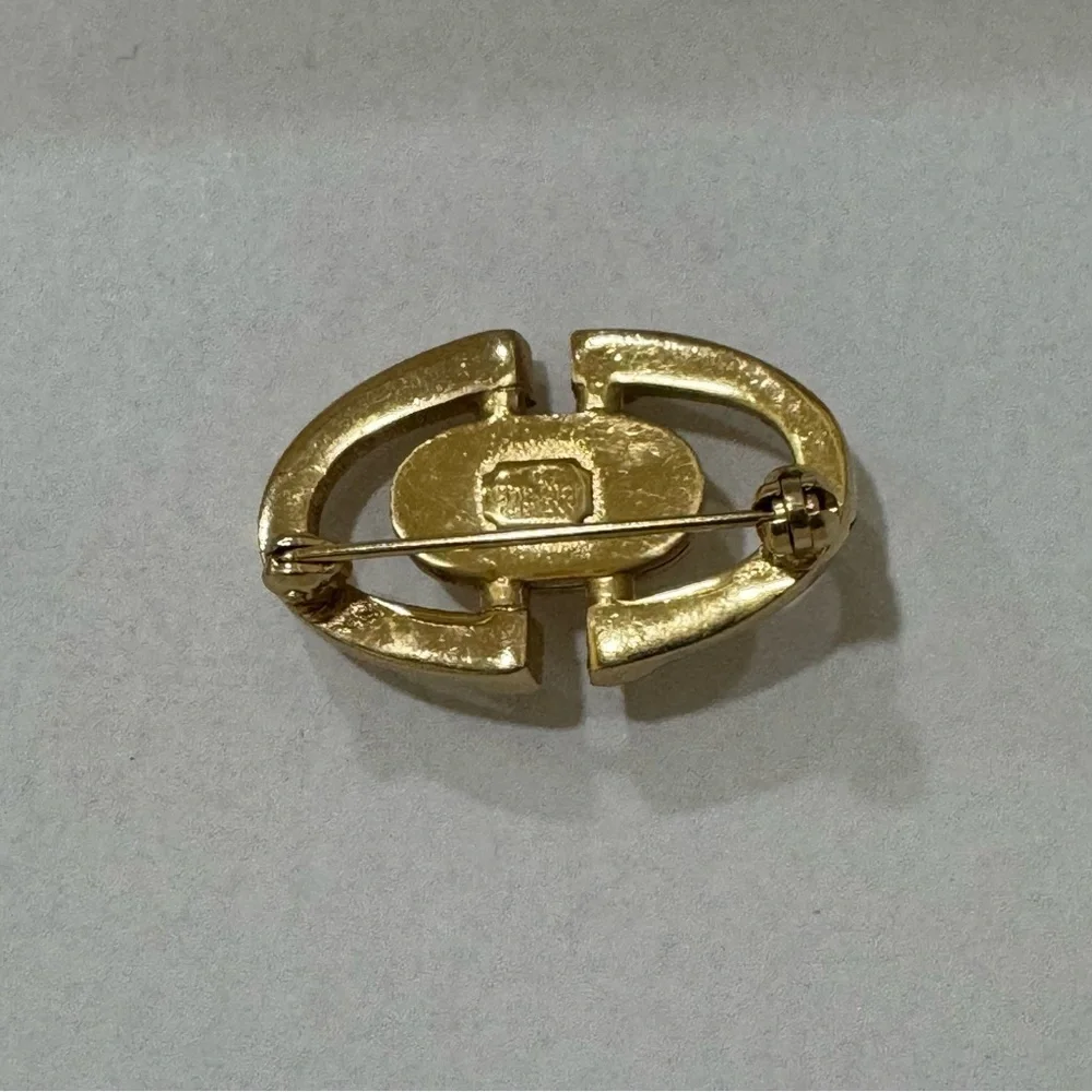 Authentic Christian Dior Vintage CD Logo Brooch 1970s Gold Tone Signed